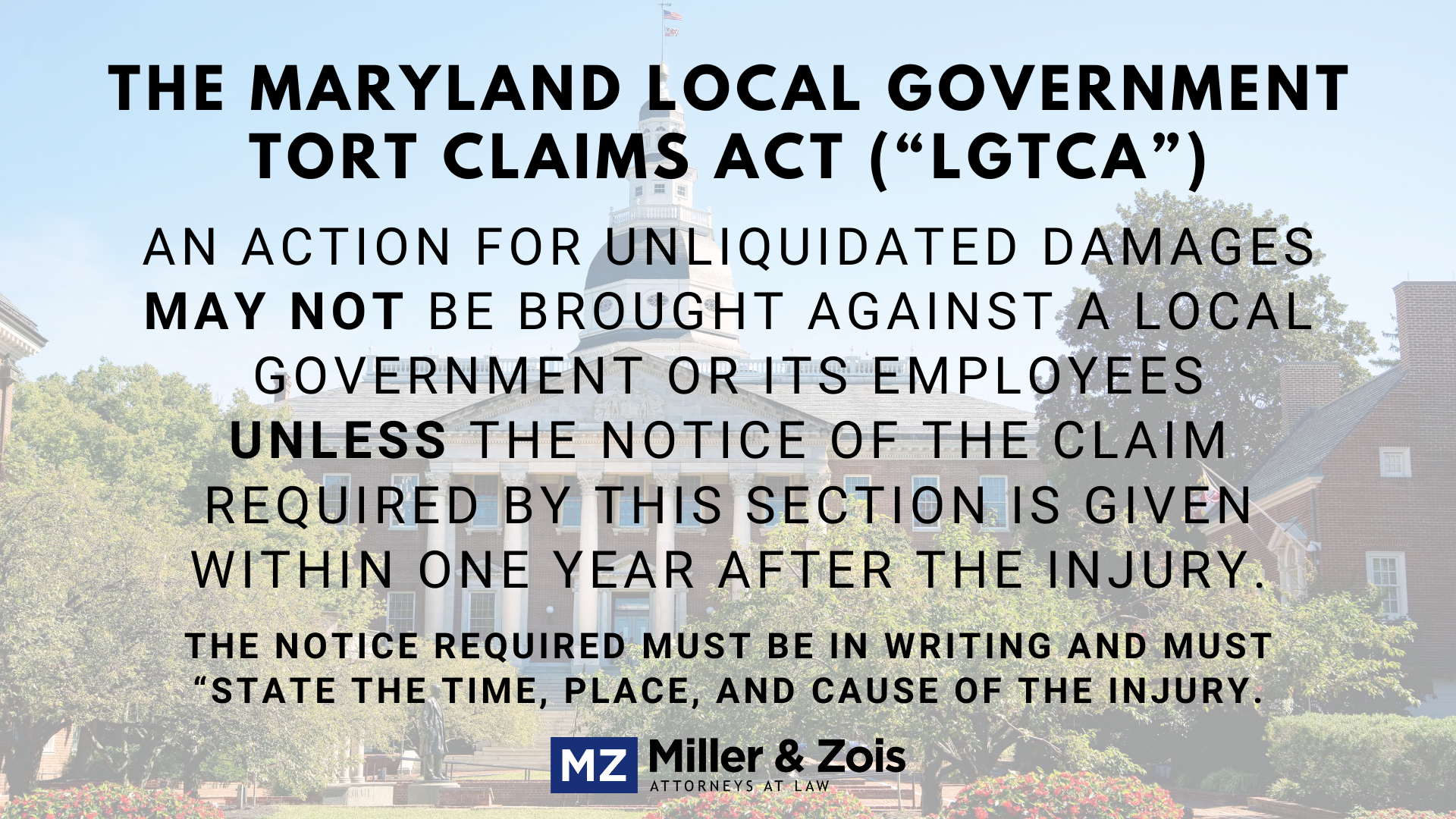 Maryland local government tort claims act